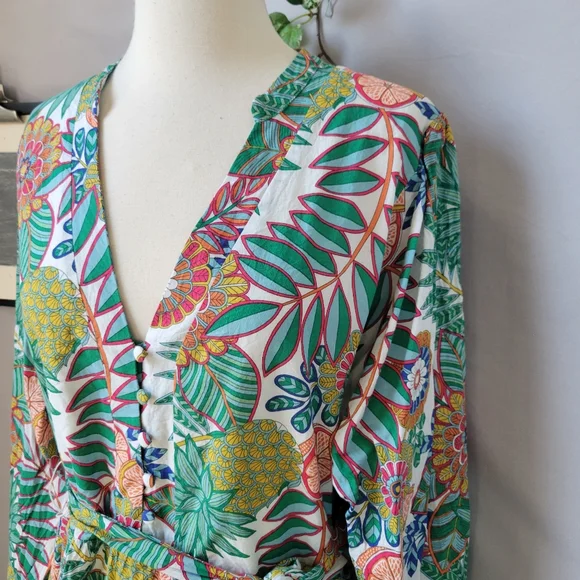 Boden Notch Neck Floral Dress US 16/18 L - Picture 7 of 16